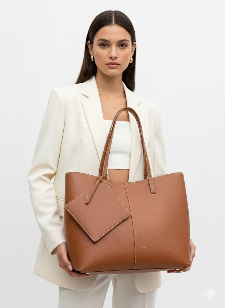 POLENE Women’s Luxury Leather Tote Bag | Elegant Designer Handbag Dubai | 51x36cm